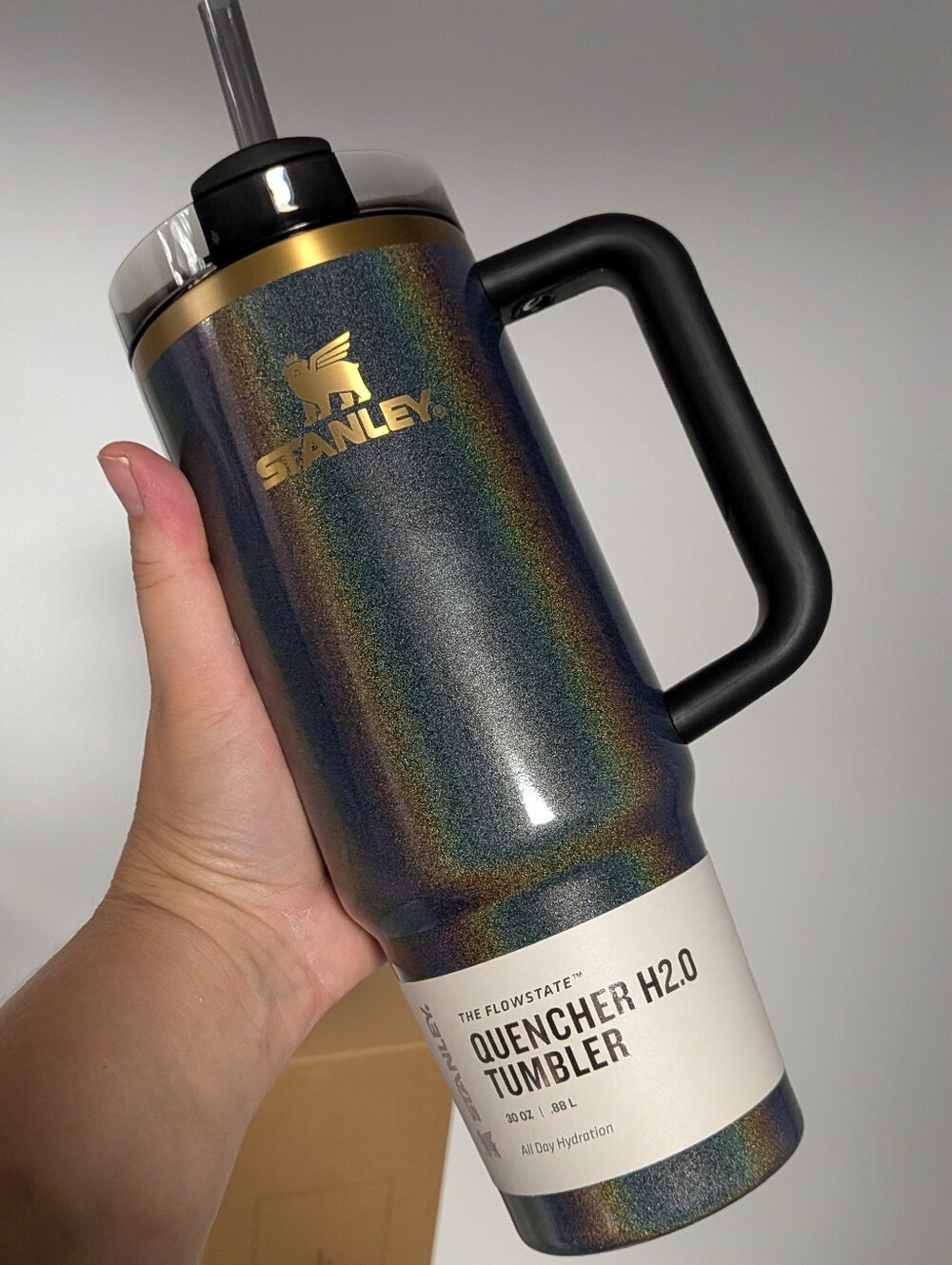 New Stanley cup water bottle Tumbler Black Fairy Dust 30 oz black glitter